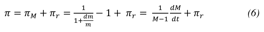 1 1 𝑑𝑀 (6) 𝜋= 𝜋𝑀+ 𝜋𝑟= −1 + 𝜋𝑟= 𝑑𝑡+ 𝜋𝑟 1+𝑑𝑚 𝑀−1 𝑚